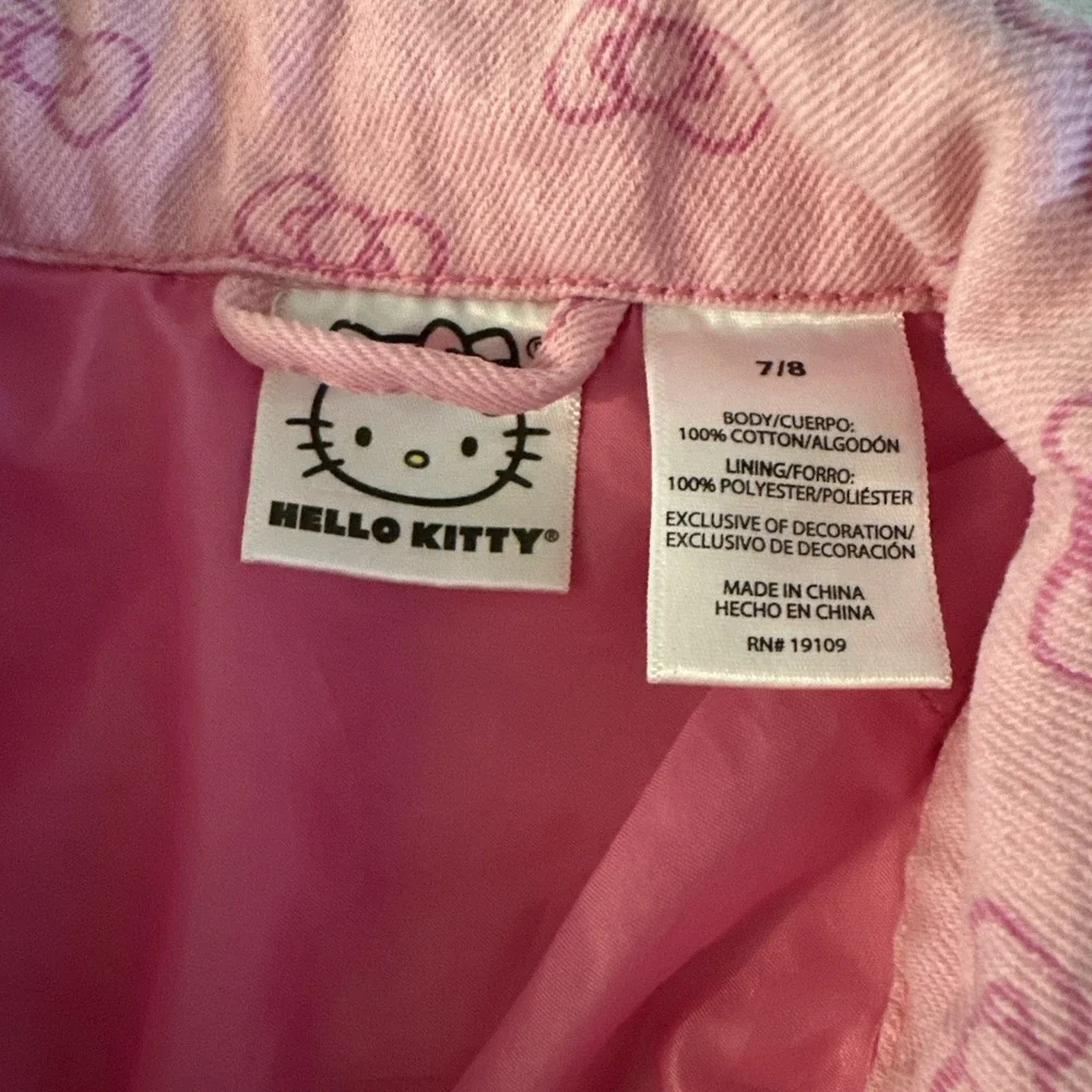 Hello Kitty Girls Pink Denim Jacket Size 7/8